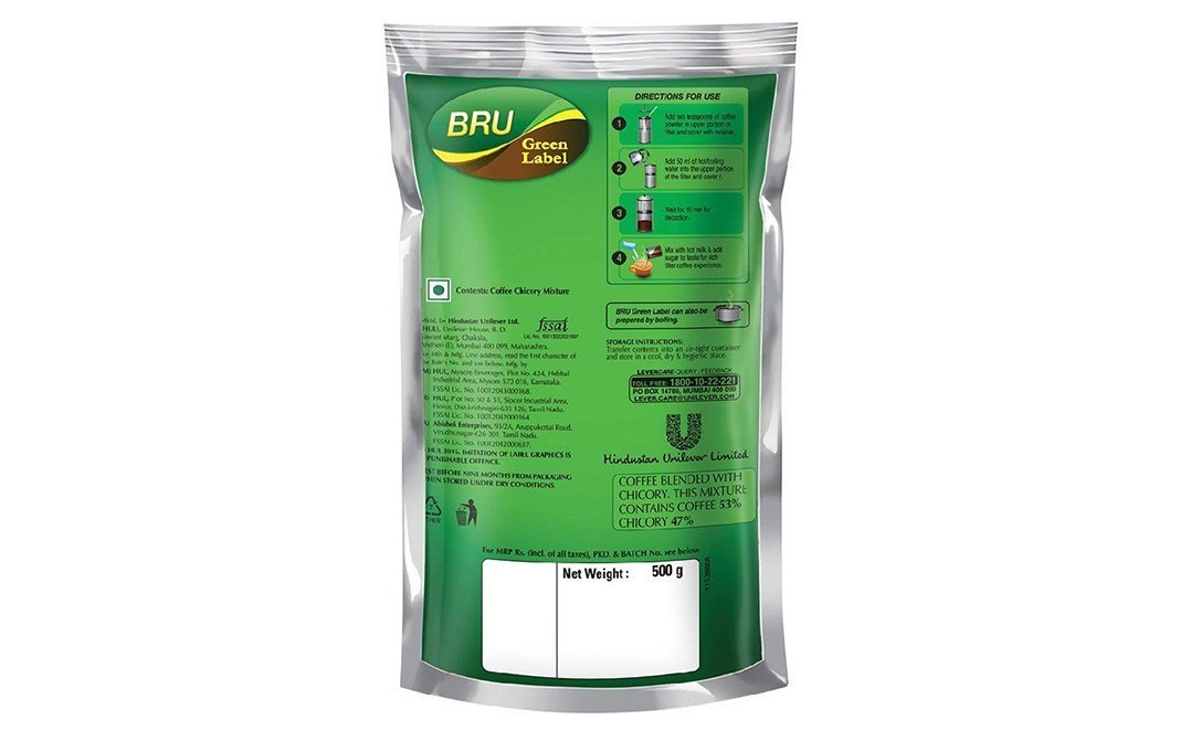 Bru Green Label    Pack  500 grams